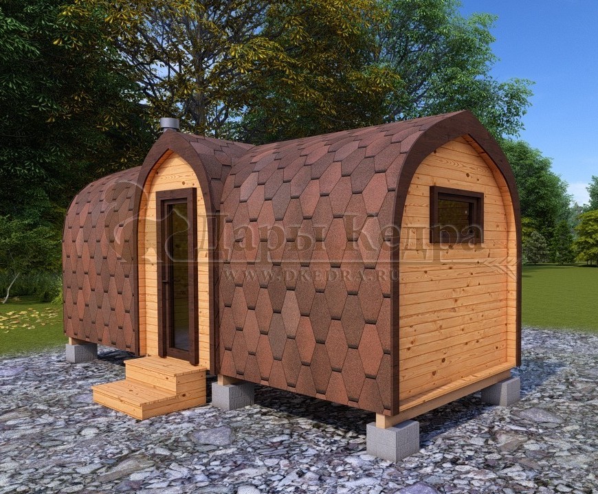 Баня «Викинг» из кедра 6х2,2 метра с боковым входом